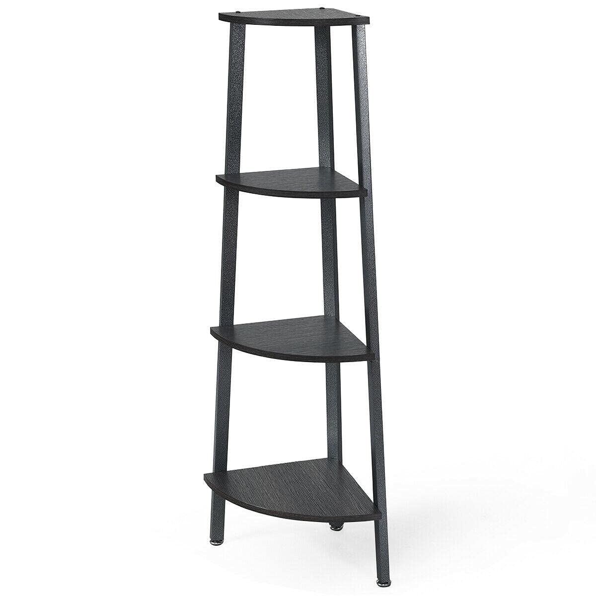 4-Tier Wall Mounted Storage Shelf - Grey Metal Shelving Unit for Bedroom, Office, Bathroom & Closet Organization | Books, Decor & Space Saving Storage Solution