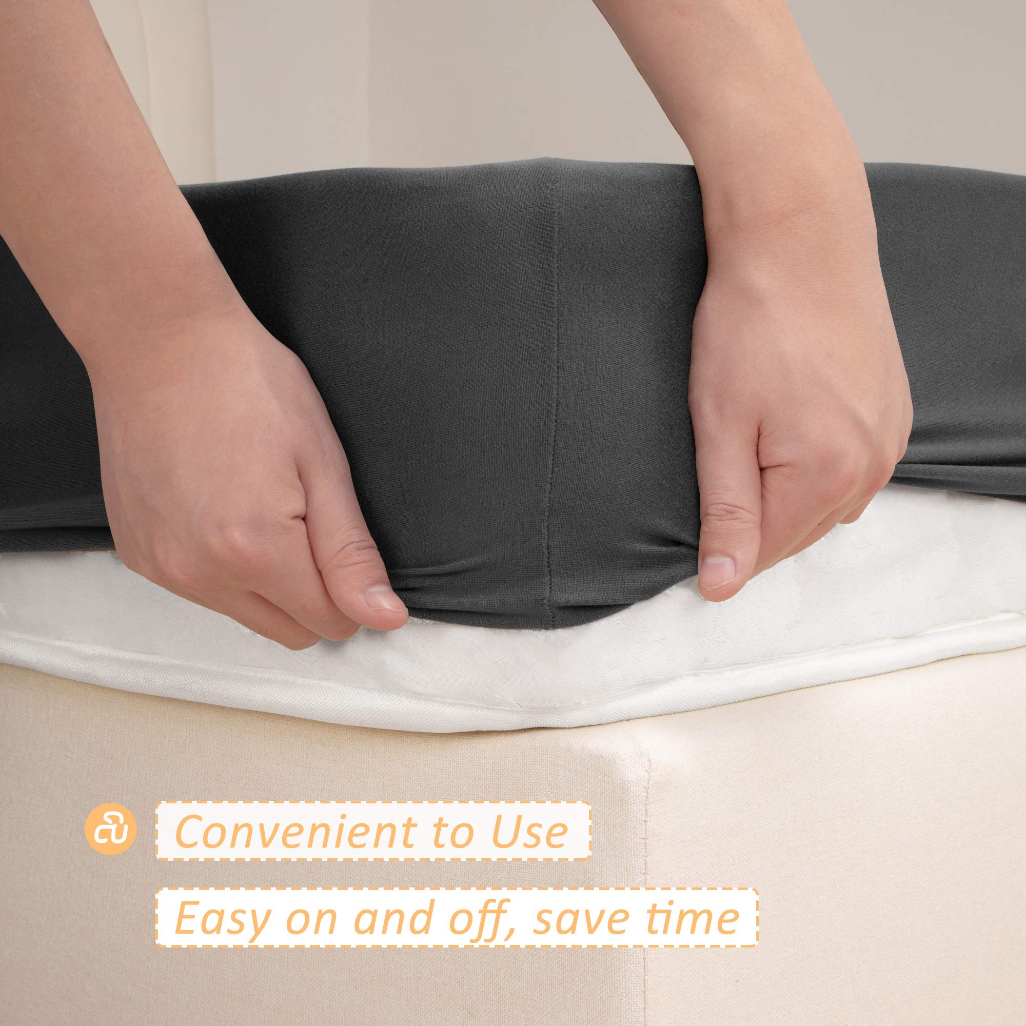 Stretch Jersey Box Spring Cover Wrap Around - Ultra Soft & Wrinkle Resistant Bed Skirt Alternative for Full/Full XL Beds in Dark Gray | Perfect for Guest Rooms, Dormitories & Home Bedroom Makeovers