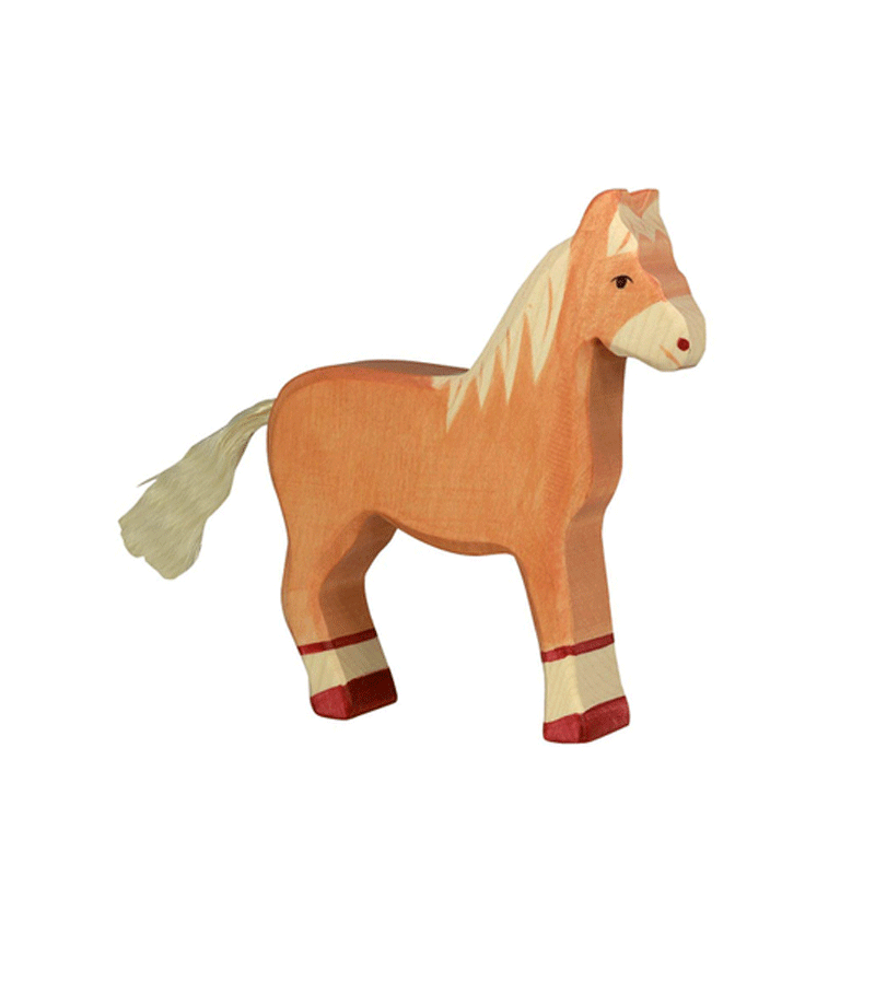 Holztiger Handcrafted Light Brown Wooden Horse Toy - Natural Wooden Animal Figurine for Kids, Waldorf & Montessori Play, Nursery Decor, and Gift Ideas