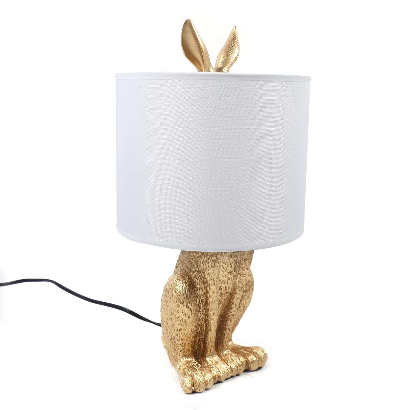 19 Inch Gold Rabbit Table Lamp - Cute Bunny Desk Light with LED, E27 Base (Bulb Not Included) - Perfect for Bedroom, Study, Office, or Kids Room Night Light Decoration