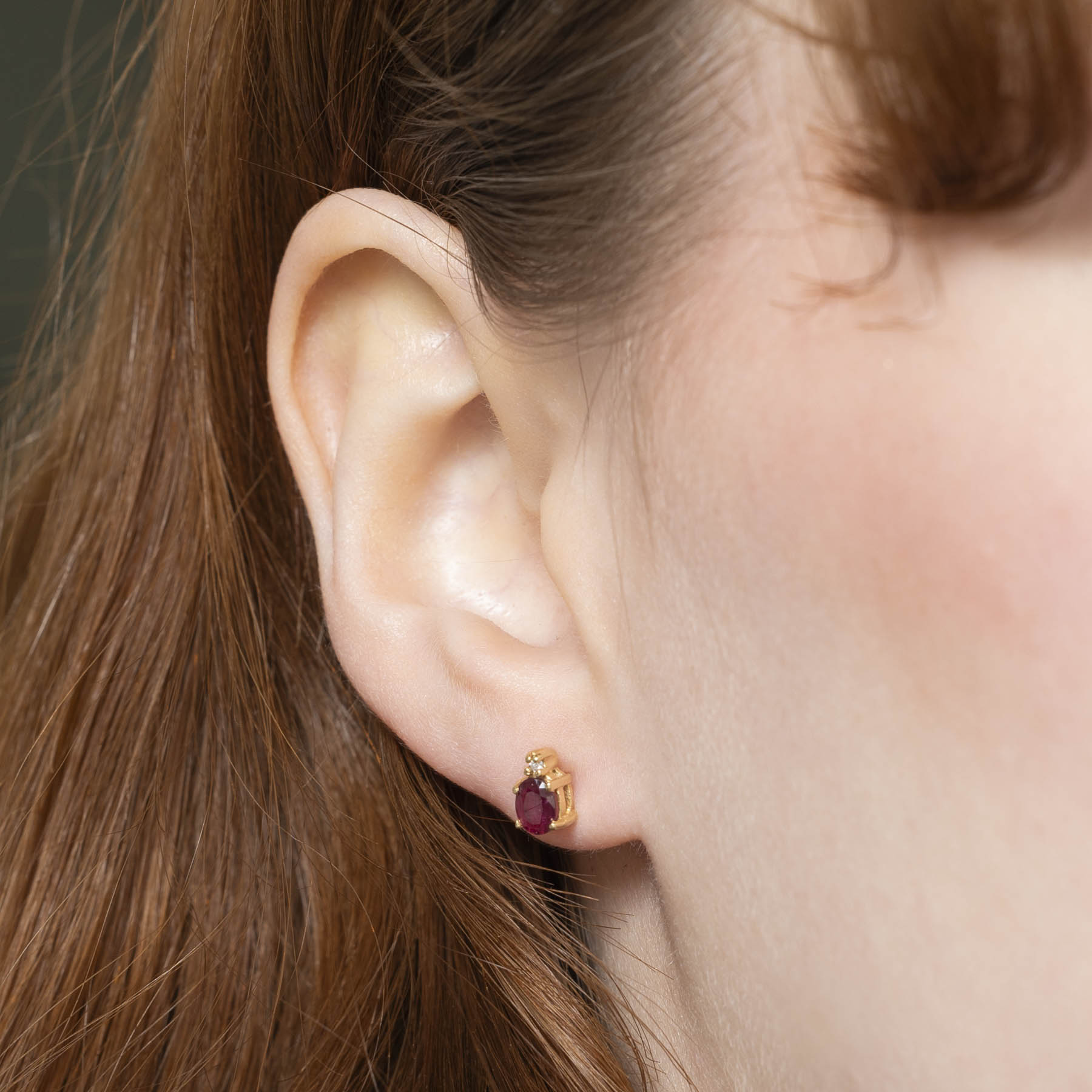 14K Gold Ruby & Diamond Stud Earrings for Women | 0.01ctw Diamond & 0.72ctw Ruby | Elegant Gift for Anniversary, Birthday or Valentine's Day | Perfect for Everyday Wear & Special Occasions