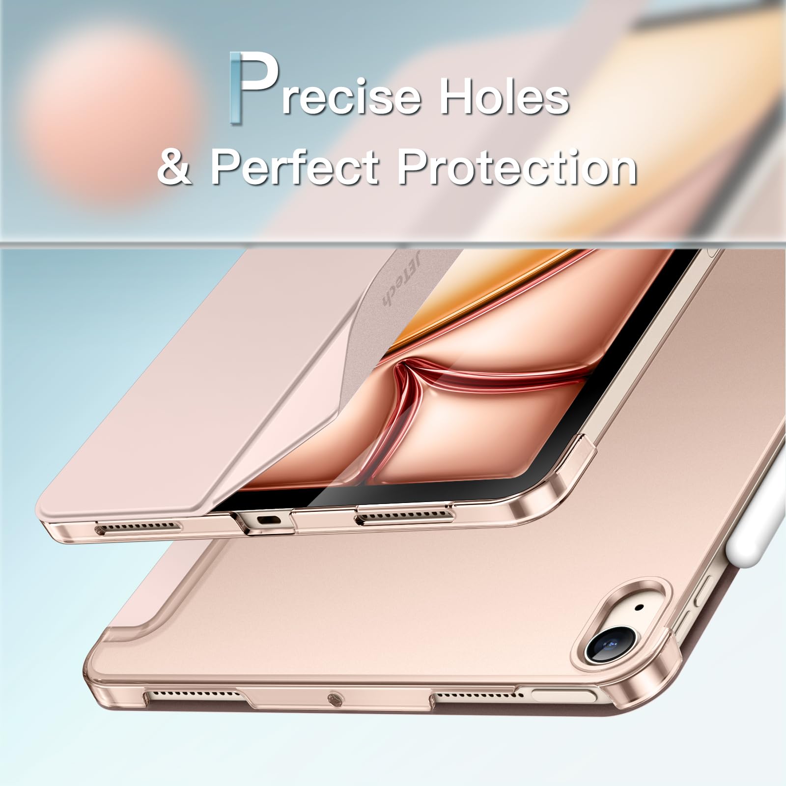 JETech Slim Stand Hard Back Shell Cover Case for iPad Air 11-Inch M3/M2 (2025/2024) & iPad Air 5 (2022 10.9-Inch) with Auto Wake/Sleep - Rose Gold | Perfect for Work, Travel & Home Use