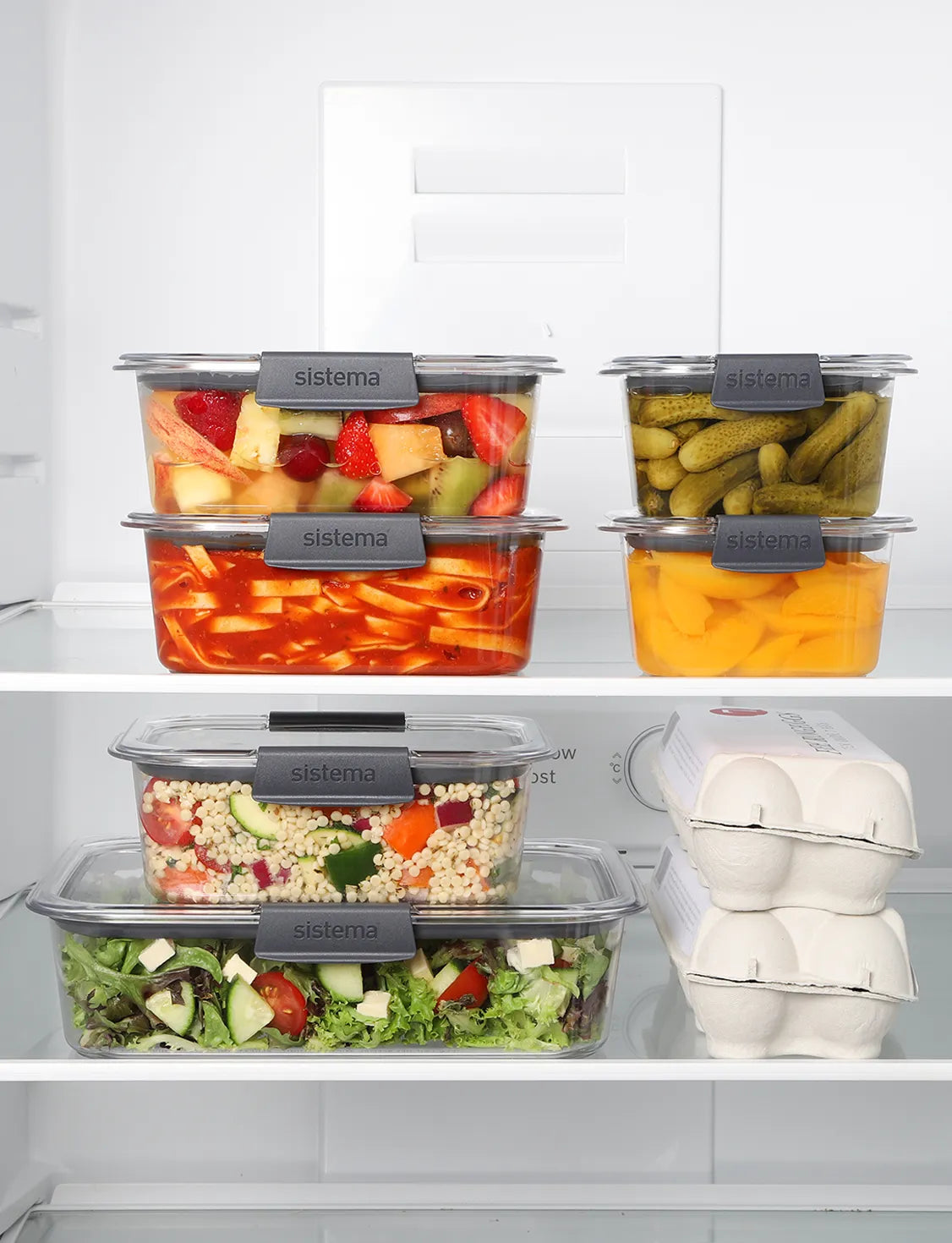 Sistema Brilliance Leak Proof Food Storage Containers - Airtight BPA-Free Kitchen Organizers for Meal Prep, Leftovers & On-the-Go Lunches