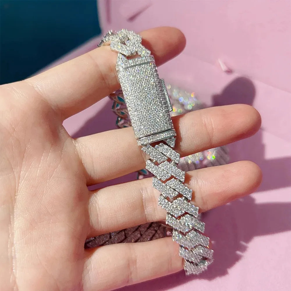 24K Gold Plated Moissanite Cuban Link Chain Necklace 14mm for Men & Women - Perfect for Parties, Weddings & Everyday Luxury