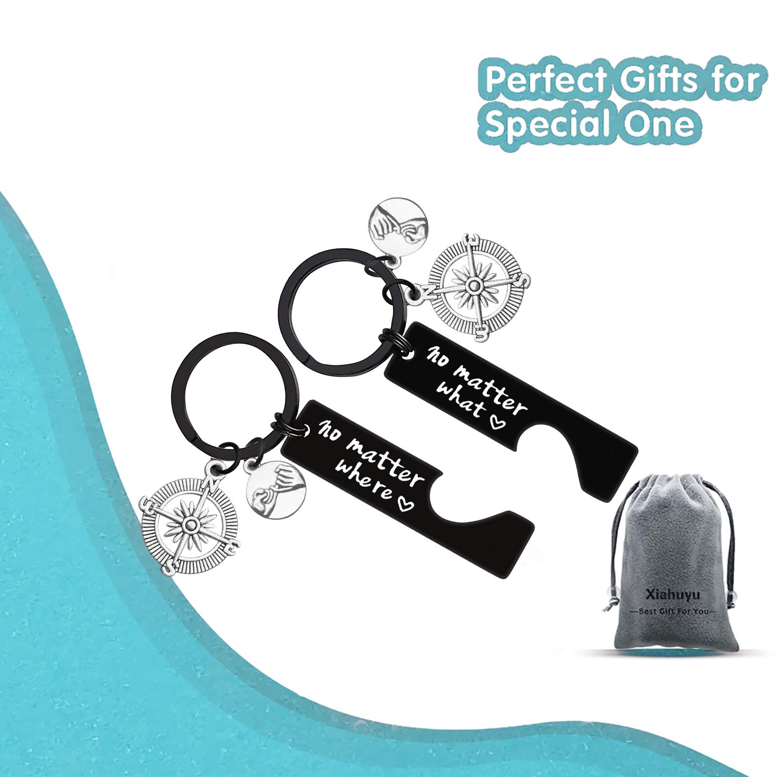 Xiahuyu Best Friend Keychain - No Matter What No Matter Where Keychain - Thoughtful Christmas & Birthday Gifts for Women - Perfect Friendship Gift for BFFs, Sisters & Couples - Ideal for Anniversaries, Graduations & Everyday Carry