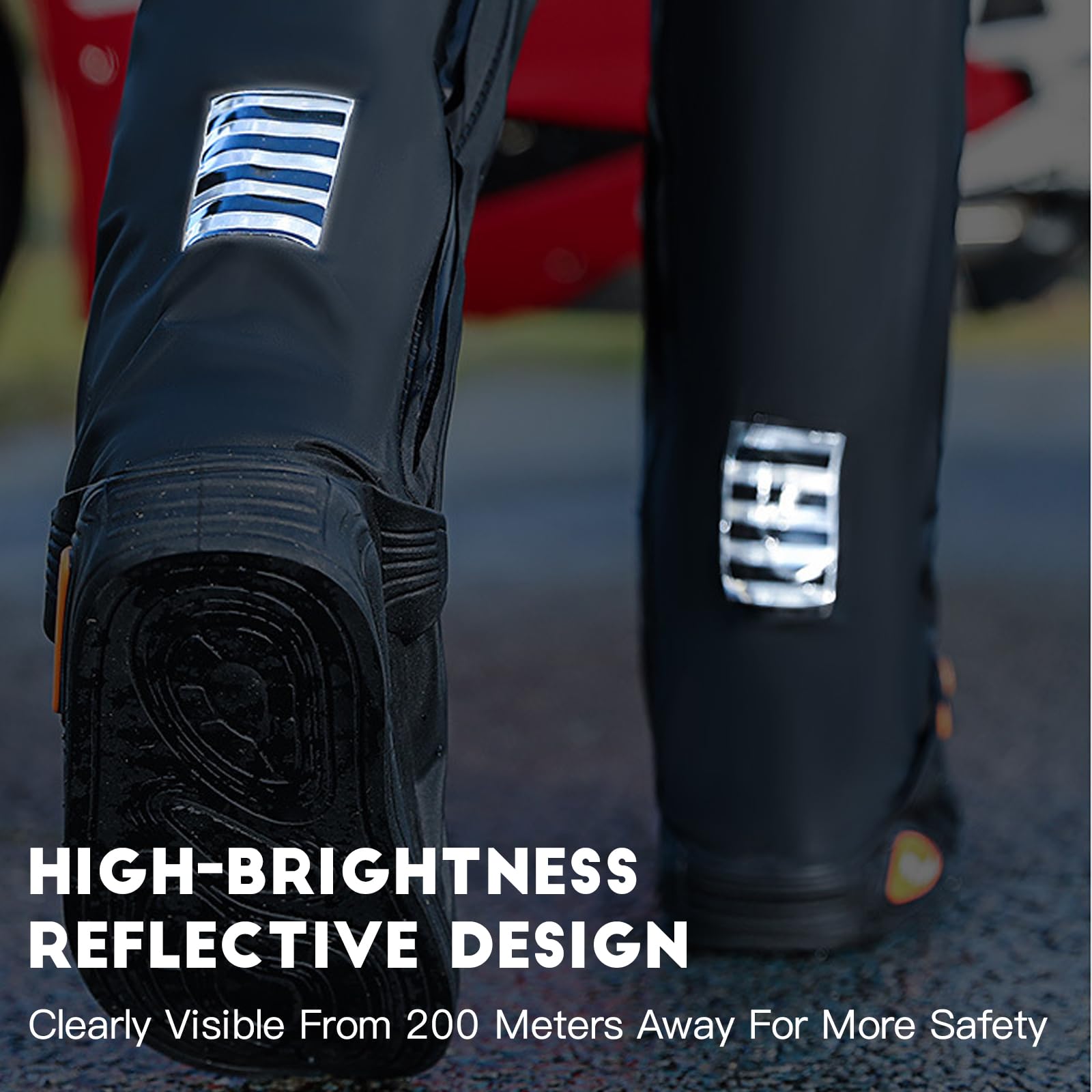 Waterproof Shoe Covers with Reflective Strips & Zipper - Non-Slip Rain Boot Covers for Men & Women - Perfect for Hiking, Camping, Fishing, Cycling & Gardening in Wet Conditions