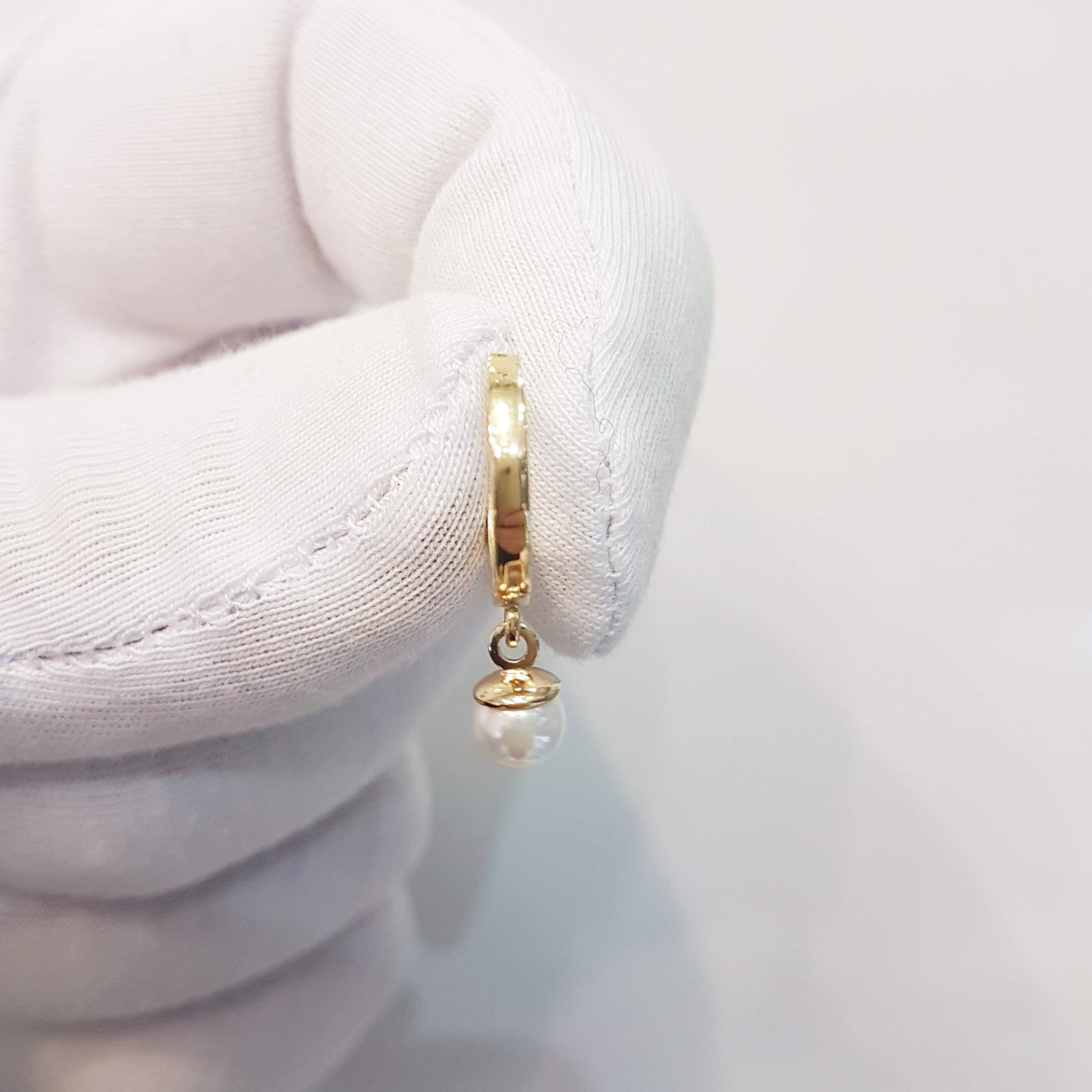 14K Solid Gold Freshwater Pearl Hoop Earrings for Women | 6mm Cultured Pearl Jewelry, June Birthstone Gift for Mom, Wife, Girlfriend | Perfect for Weddings, Anniversaries & Special Occasions