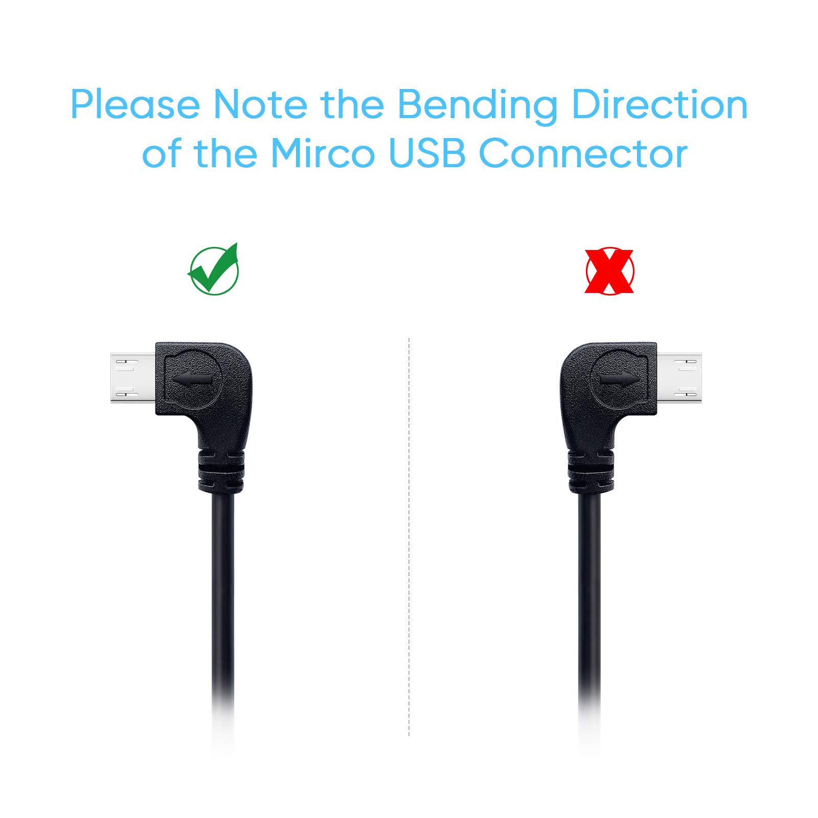 11.5ft Micro USB Dash Cam Power Cord - 90 Degree Angle Charging Cable for Dashcam & Mirror Cam | Long Car Camera Charger Wire | Perfect for Road Trips & Vehicle Surveillance