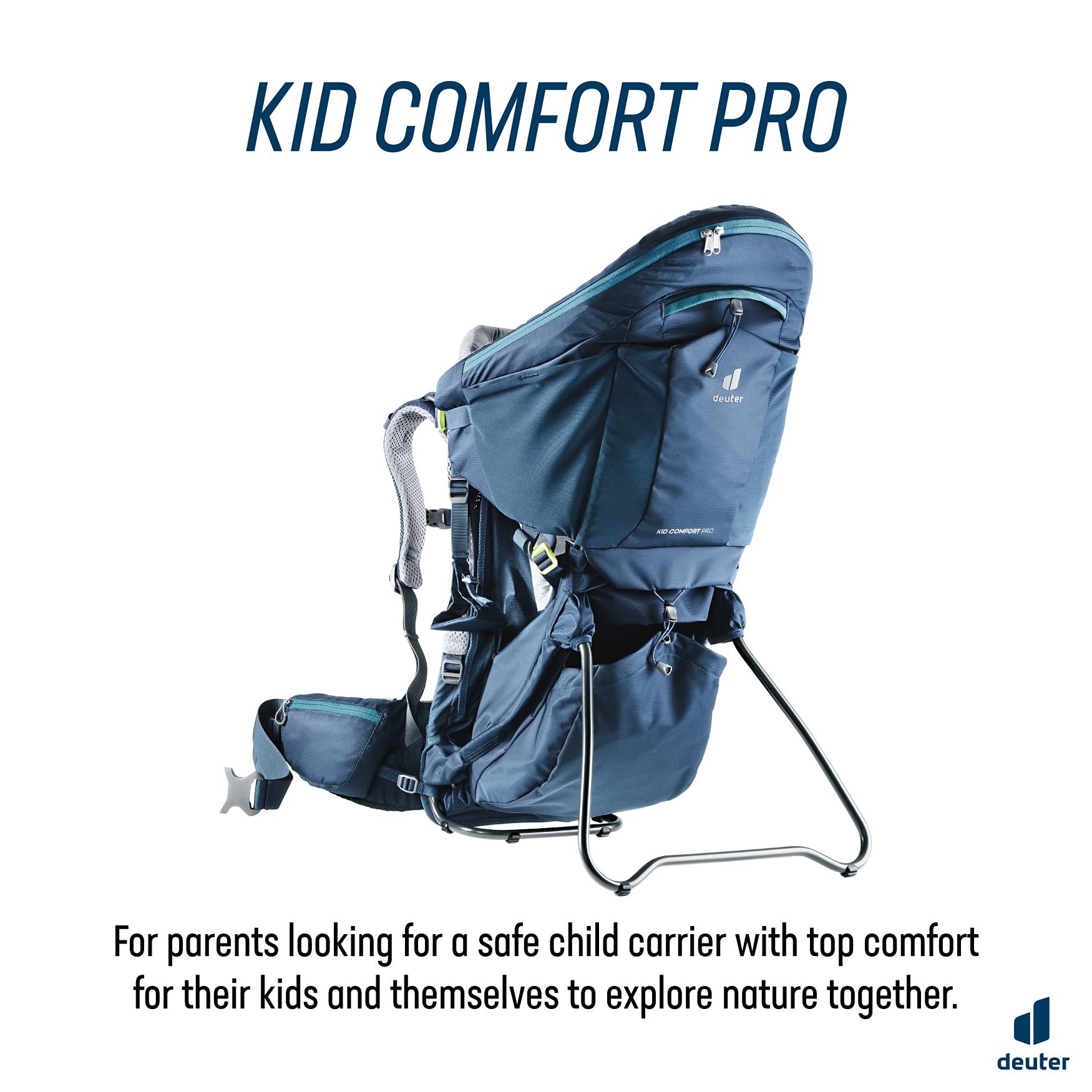 Deuter Kid Comfort Pro Child Carrier Backpack - Adjustable Hiking & Travel Carrier for Toddlers 1-4 Years - Comfortable & Ergonomic Design - Perfect for Outdoor Adventures, Family Hikes & Traveling with Kids - Midnight Blue