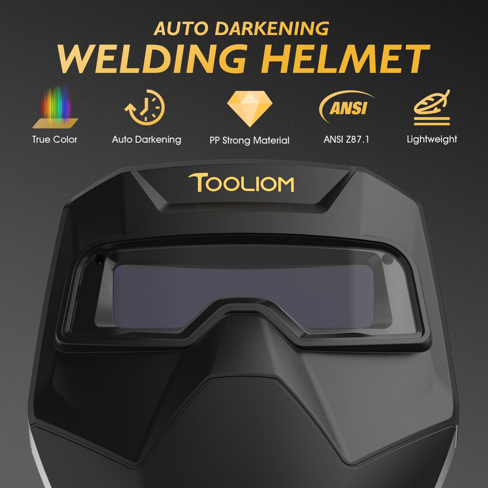 TOOLIOM Auto Darkening Welding Goggles with True Color Vision - Adjustable Safety Face Shield Helmet for TIG MIG Stick Welding & Grinding - Perfect for Metal Fabrication, Construction & DIY Projects