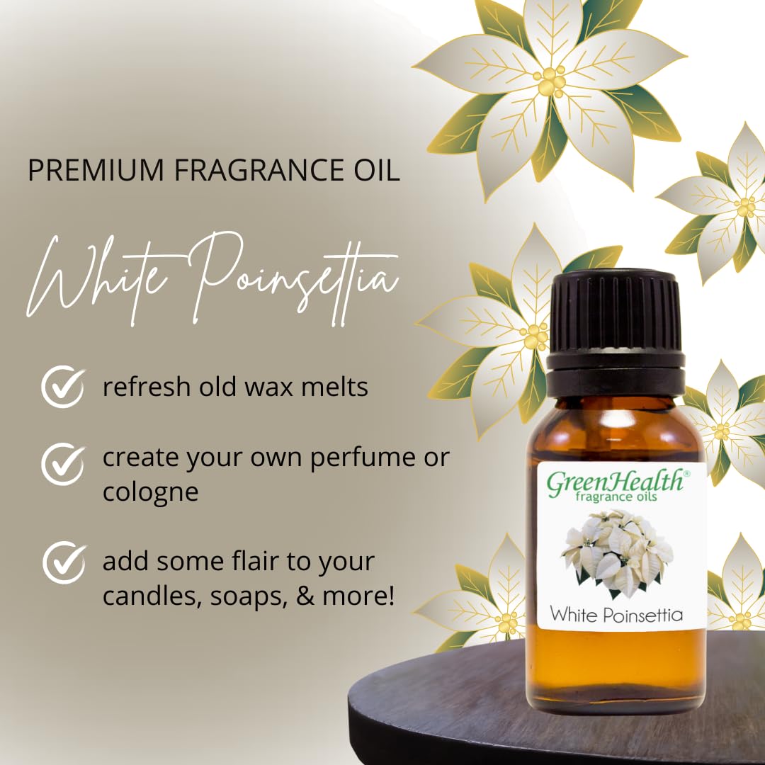 32 fl oz White Poinsettia Fragrance Oil - Premium Scented Oil for Candles, Soaps & Diffusers - Plastic Jug with Secure Cap - GreenHealth Brand - Perfect for Holiday Decor & Aromatherapy