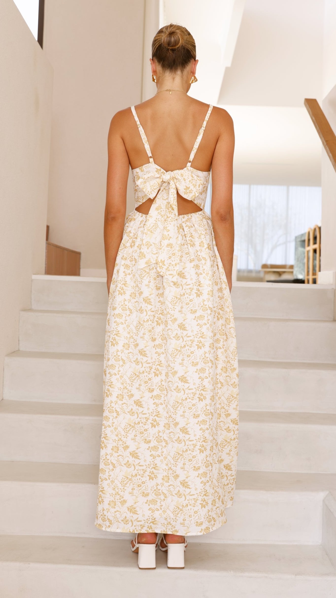 Azura Maxi Dress - Flowy Yellow Floral Print Summer Dress for Women | Beach Wedding, Vacation & Casual Outfit
