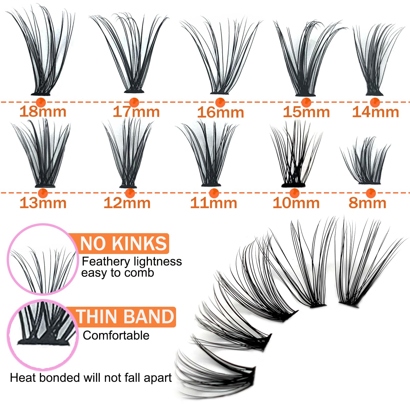 200 Pcs DIY Eyelash Extensions - D Curl Cluster Lashes 40P (8-18MM Mix) for Volume & Fluffy Look | Wispy Individual Lashes for Home Use | Natural & Glamorous Makeup | Perfect for Parties, Weddings & Daily Wear | by Kmilro