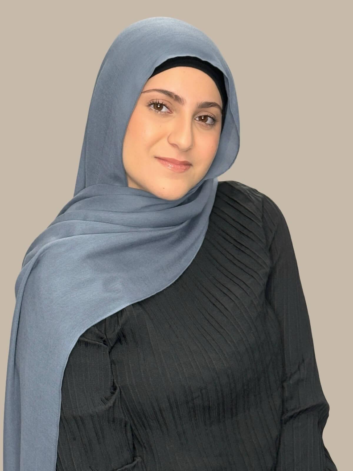 Stylish Cotton Modal Hijab Scarf - Soft & Breathable Dusty Denim for Women - Perfect for Daily Wear, Work & Prayer