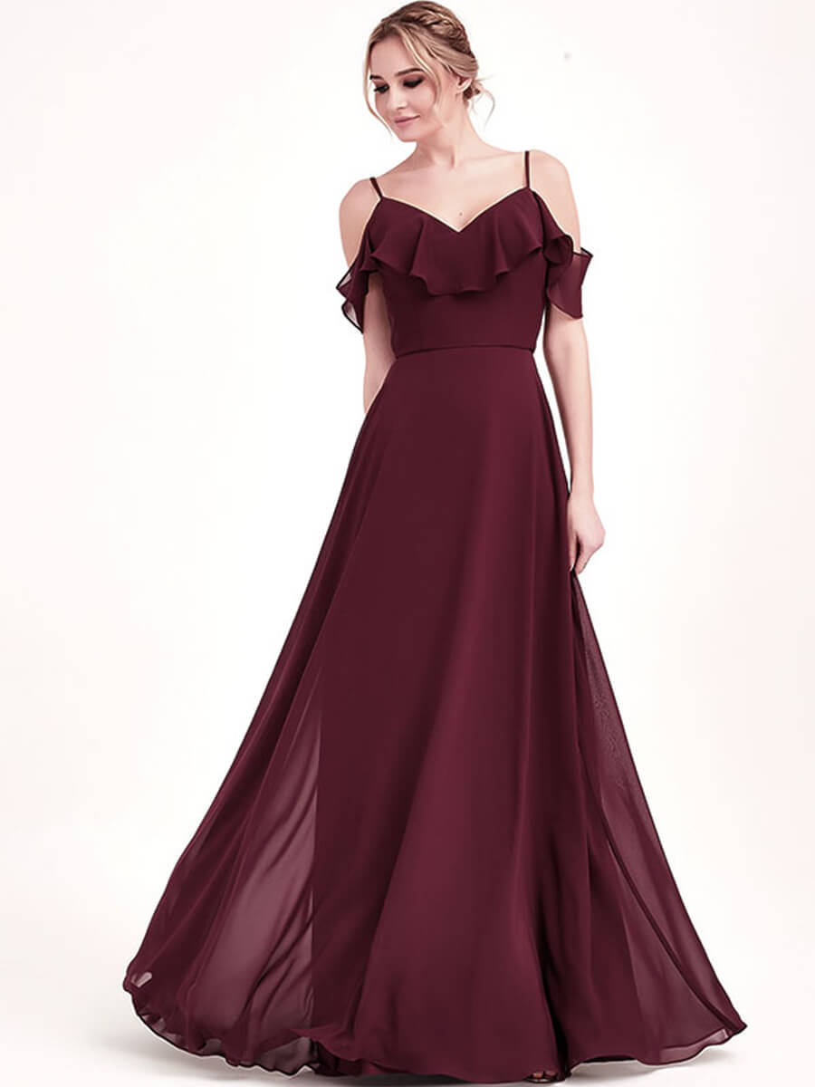 Cornflower Blue Chiffon Cold Shoulder Convertible Bridesmaid Dress - 3 Ways to Wear for Weddings, Prom & Formal Events