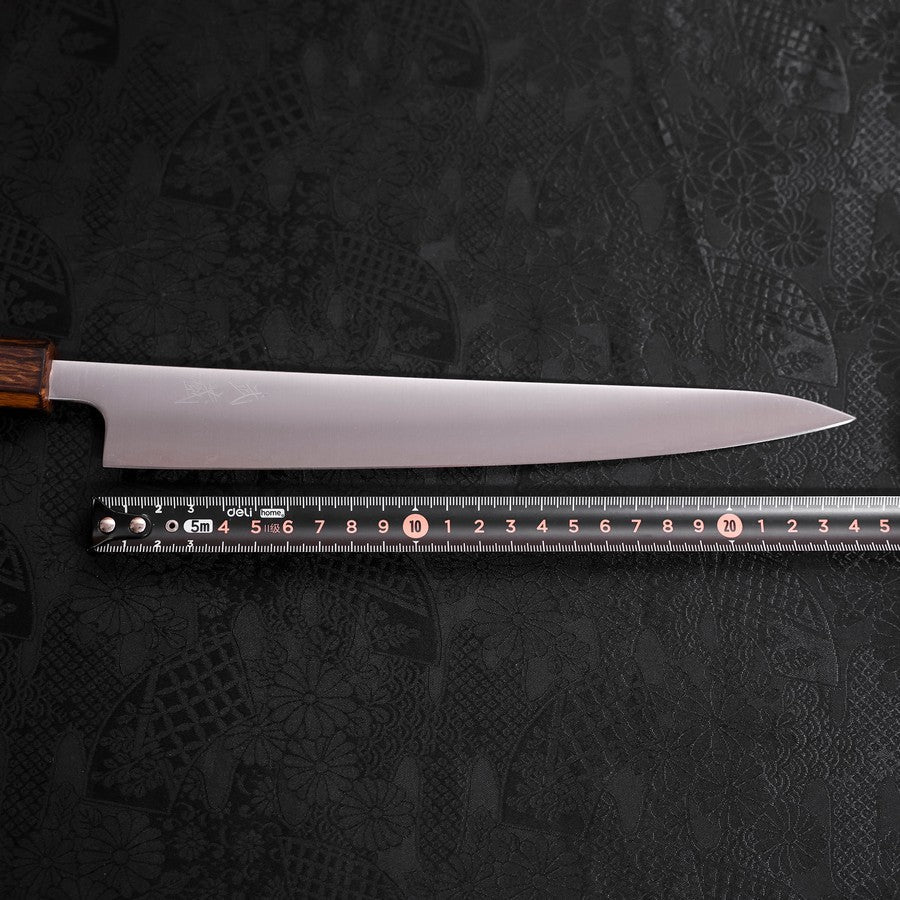 Premium 240mm Sujihiki Japanese Knife - Stainless Clad Blue Super Steel, Polished Sumi Urushi Handle - Perfect for Slicing Sashimi, Sushi & Roasts