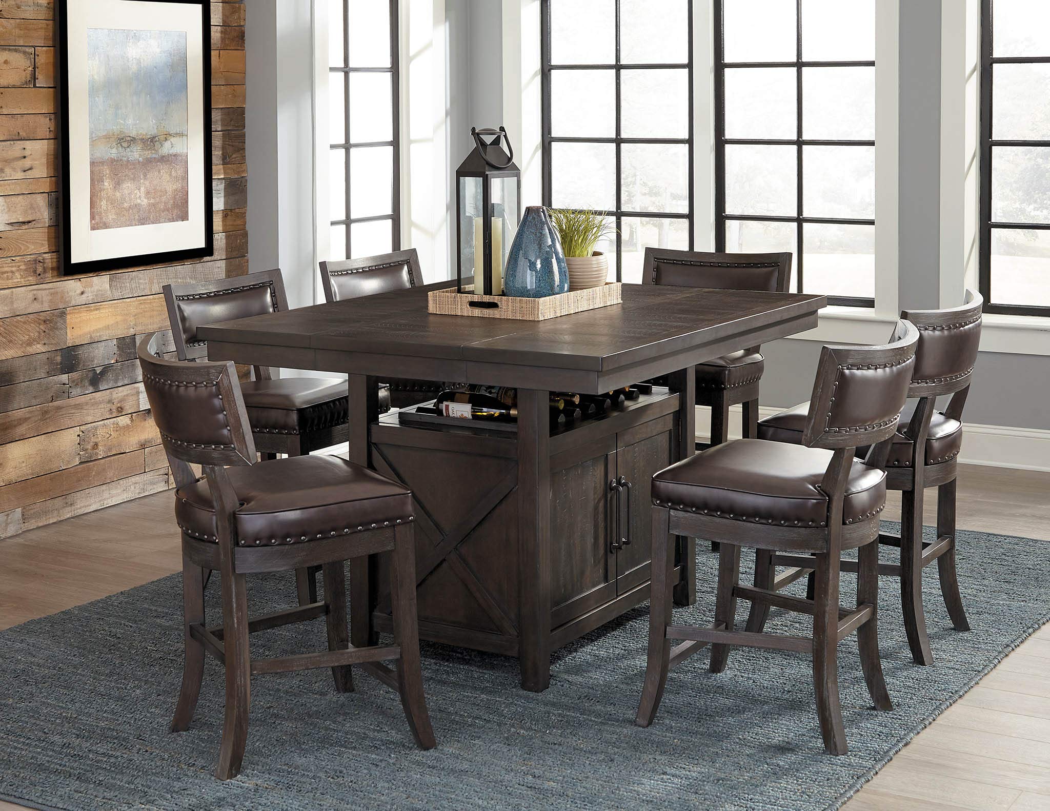 Homelegance Oxton 2-Piece Set Counter Height Bar Stools - Cherry Wood Finish - Perfect for Kitchen Islands, Breakfast Nooks & Small Dining Spaces