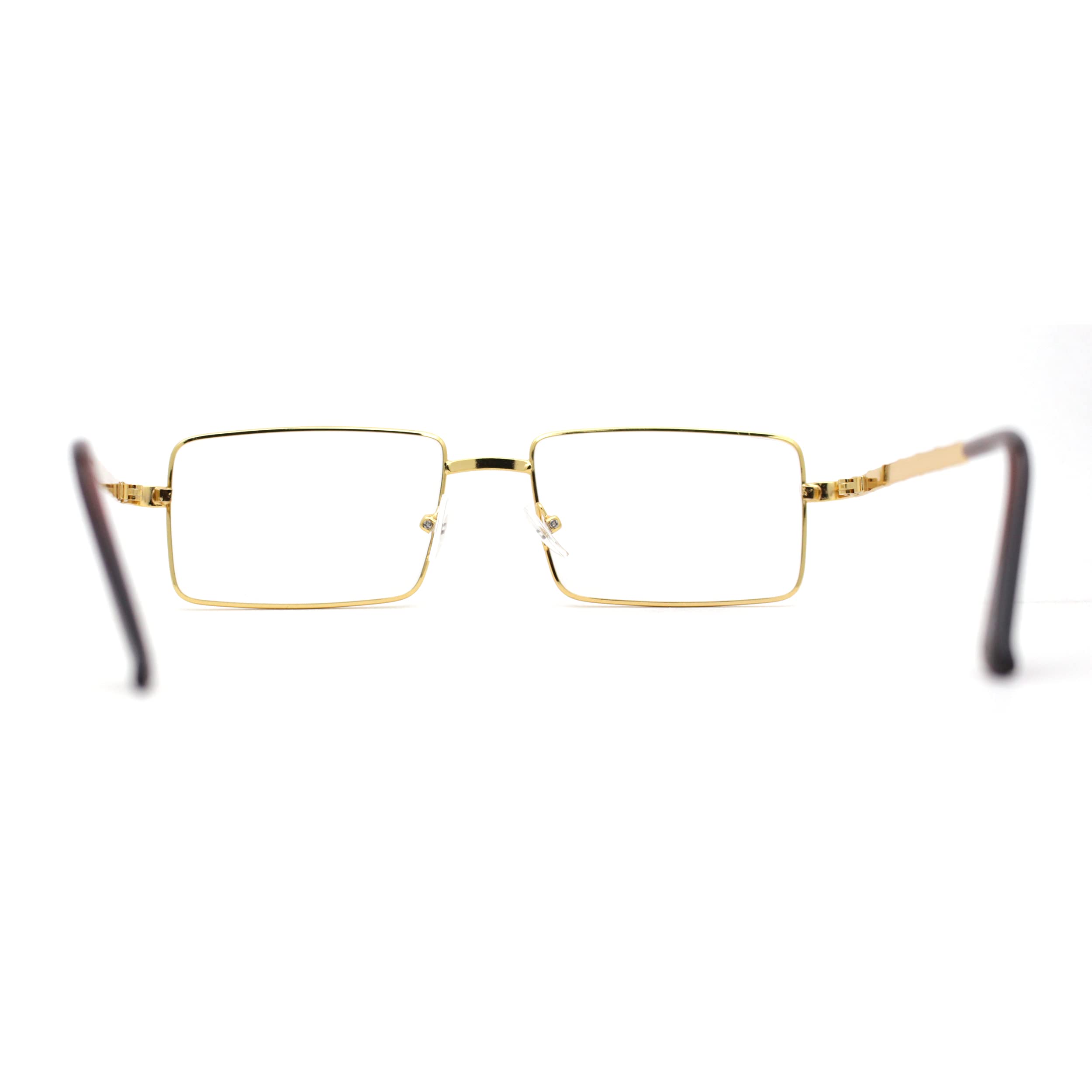 Square Retro Metal Frame Eyeglasses for Men - Classic Dad Style Reading Glasses for Work, Driving & Everyday Use