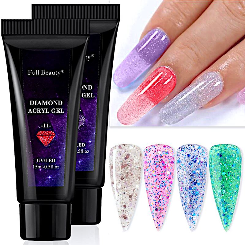 Glitter Diamond PolyGel Nail Kit - Professional UV LED Gel Polish in a Tube for Long-Lasting Manicures | Perfect for Nail Salons, DIY Nail Art & Special Occasions