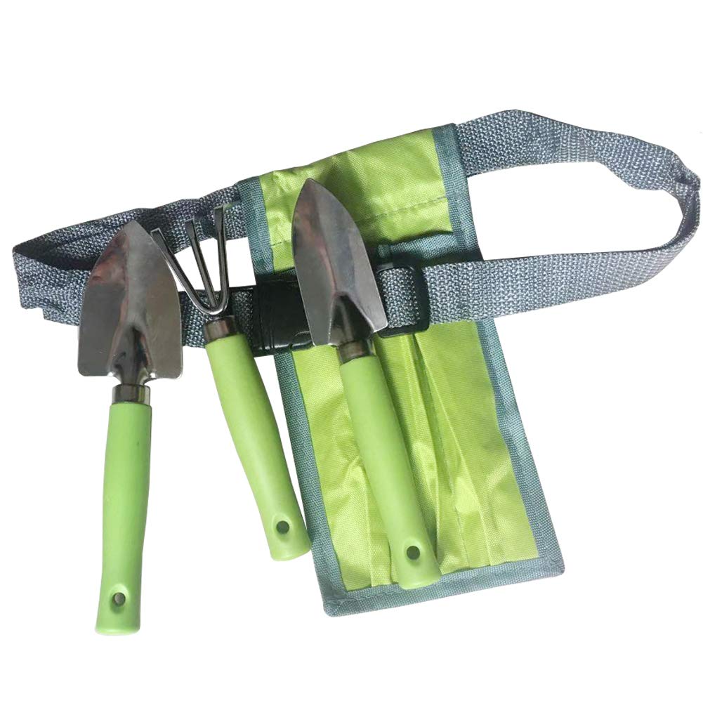 **Kids Gardening Tools Set - Safe Mini Garden Hand Tools with Adjustable Waist Bag - Spade, Shovel & Rake for Toddlers - Perfect for Outdoor Play & Learning Activities**