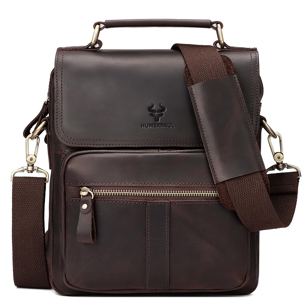 GZCZ Genuine Leather Crossbody Sling Bag for Men & Women - Adjustable Shoulder Messenger Purse for Travel, Business & Outdoor Activities | Perfect for Commuting, Hiking & Daily Use
