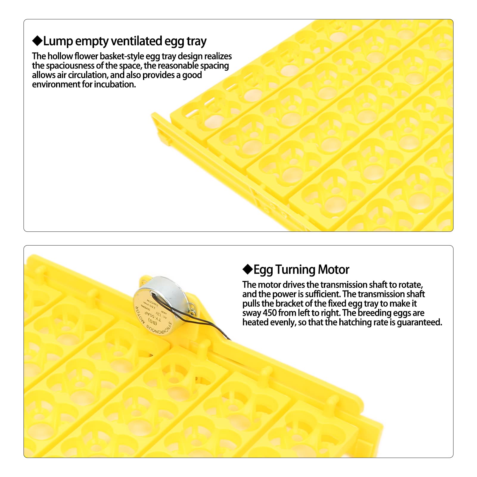 Automatic Egg Incubator Tray 110V - Durable Plastic Egg Turner for Chicken, Duck & Quail Eggs (Holds 36 Chicken or 156 Quail Eggs) - Perfect for Poultry Farming, Hatching Projects & Home Hatcheries