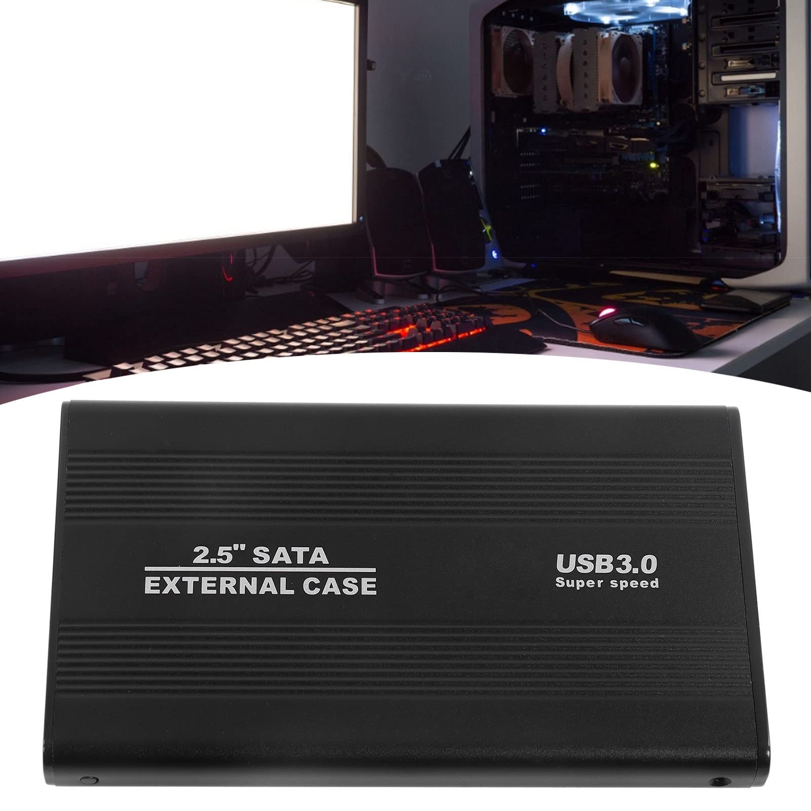 2.5 Inch HDD Enclosure - 5Gbps USB 3.0 Aluminum Hard Drive Case for Laptop & Desktop, External Storage Solution for Data Backup, Media Transfer, and File Sharing (Black)