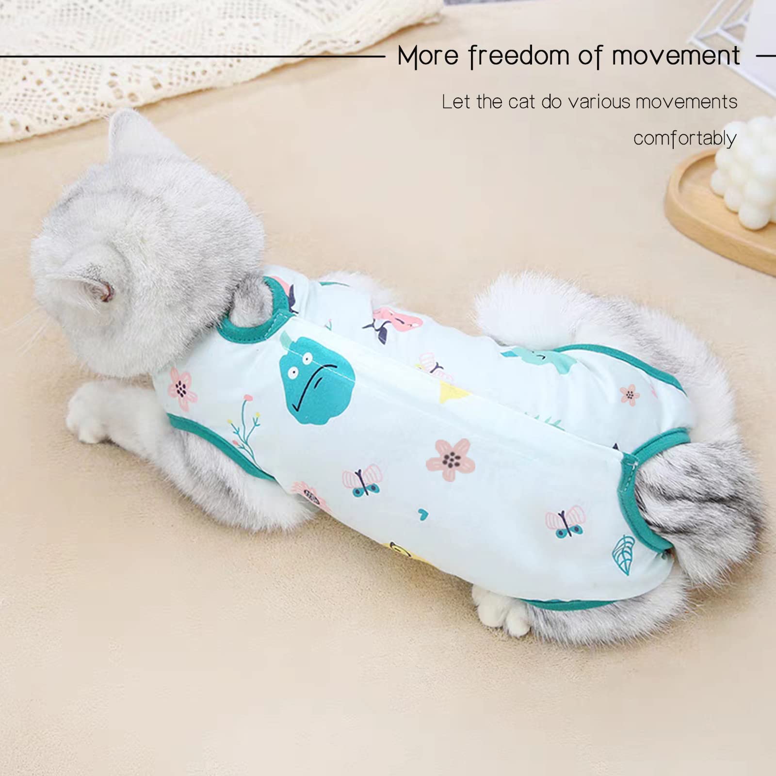 3-Piece Cat Recovery Suit After Surgery - Anti-Licking Wound Protection for Cats & Dogs | Soft E-Collar Alternative for Spay/Neuter, Abdominal Surgery | Female Cat Onesie (Size L) - Perfect for Post-Op Care & Comfort at Home