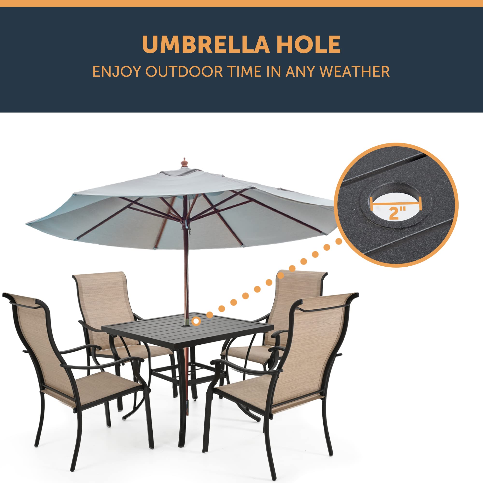 HAPPATIO 4-Person Square Patio Dining Table - 35