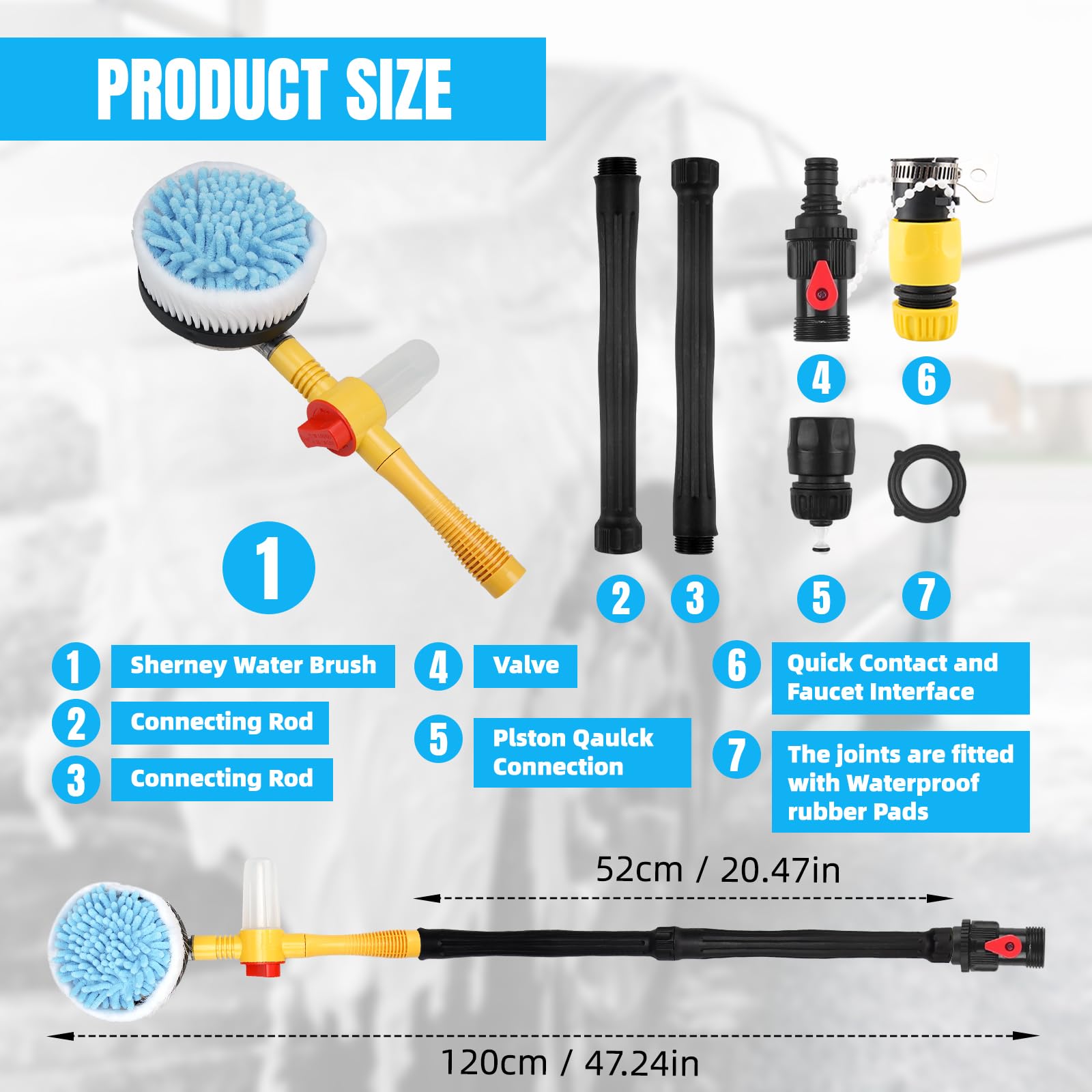 Premium Microfiber Car Wash Mitt & Rotating Brush Kit - 47