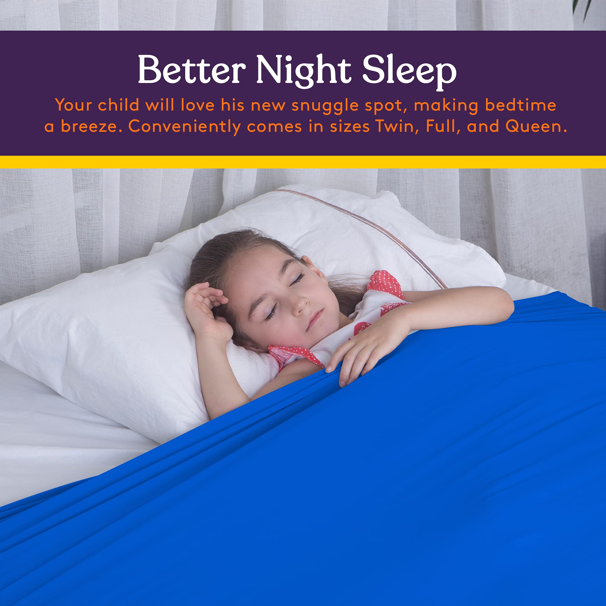 Breathable Stretchy Sensory Bed Sheet for Kids - Cooling Comfortable Compression Alternative to Weighted Blankets - Twin Size Blue Bedding - Perfect for Calming ADHD, Autism & Anxiety Relief