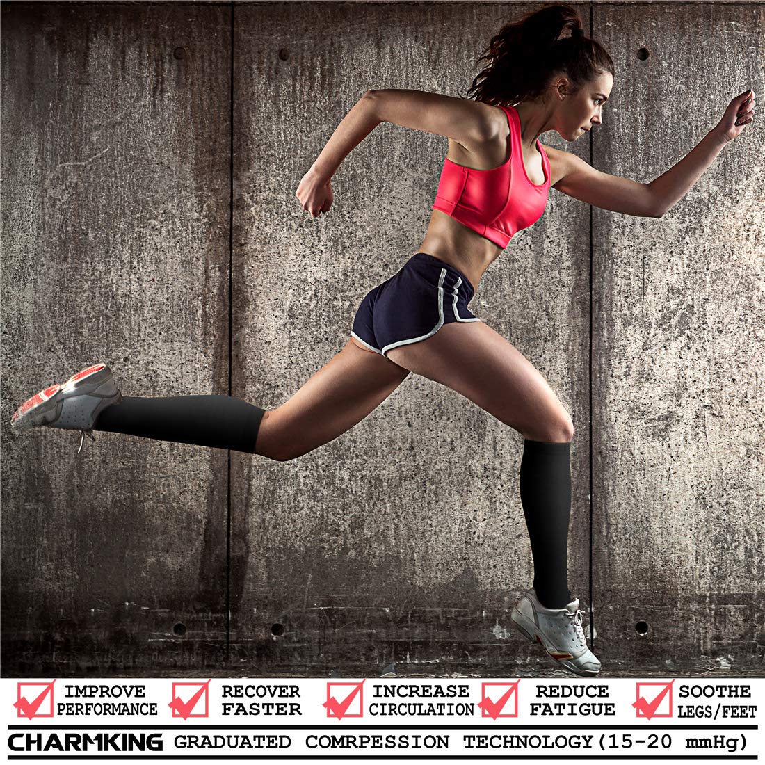 CHARMKING 15-20 mmHg Compression Socks for Women & Men - 4 Pairs Medical Grade Support Socks for Running, Cycling, Travel & Work - Improve Blood Circulation & Reduce Swelling