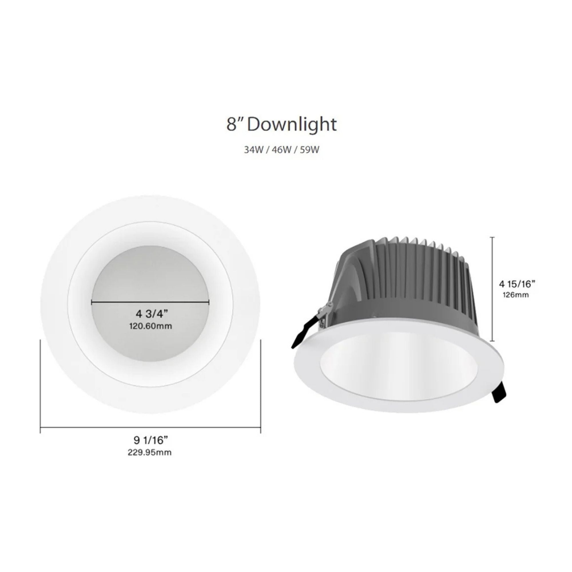 8 Inch Recessed Commercial Downlight - 5000 Lumens, 4 CCT Options, White Finish - Perfect for Offices, Retail Stores & Restaurants Lighting