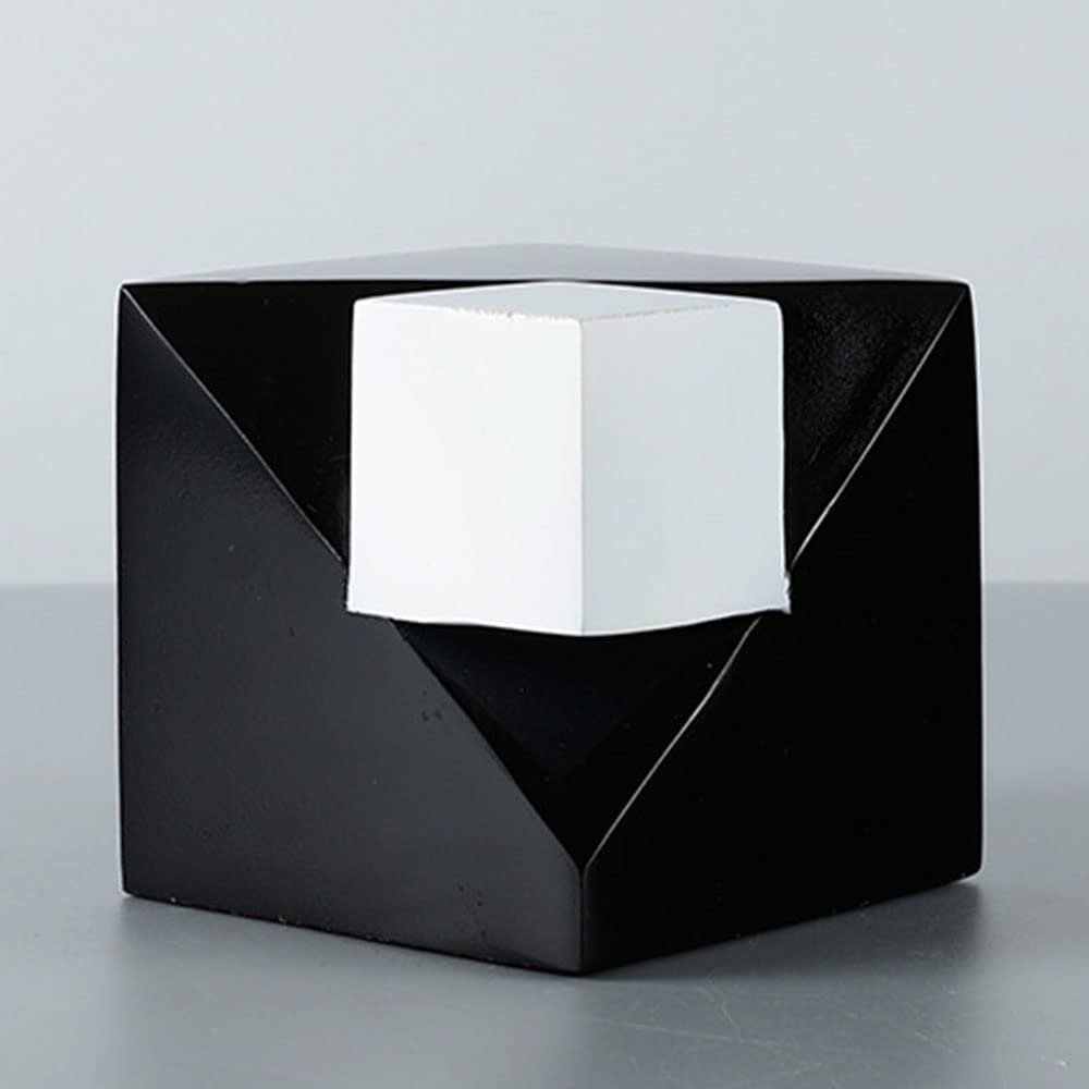 Modern Black and White Stitching Marble Sculpture - Geometric Home Decor for Living Room, Study, Porch & Desktop - Elegant Office & Housewarming Gift