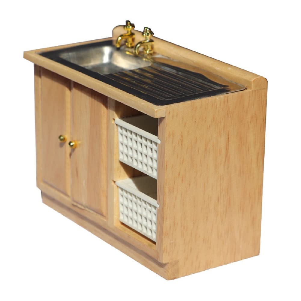 1:12 Scale Miniature Dollhouse Kitchen Sink & Bathroom Basin Set - Belfast Style Cabinet Sink Unit Accessories for Dollhouse Decor, DIY Mini Scenes & Model Home Furnishings - Perfect for Dollhouse Collectors, Miniature Enthusiasts & DIY Craft Projects