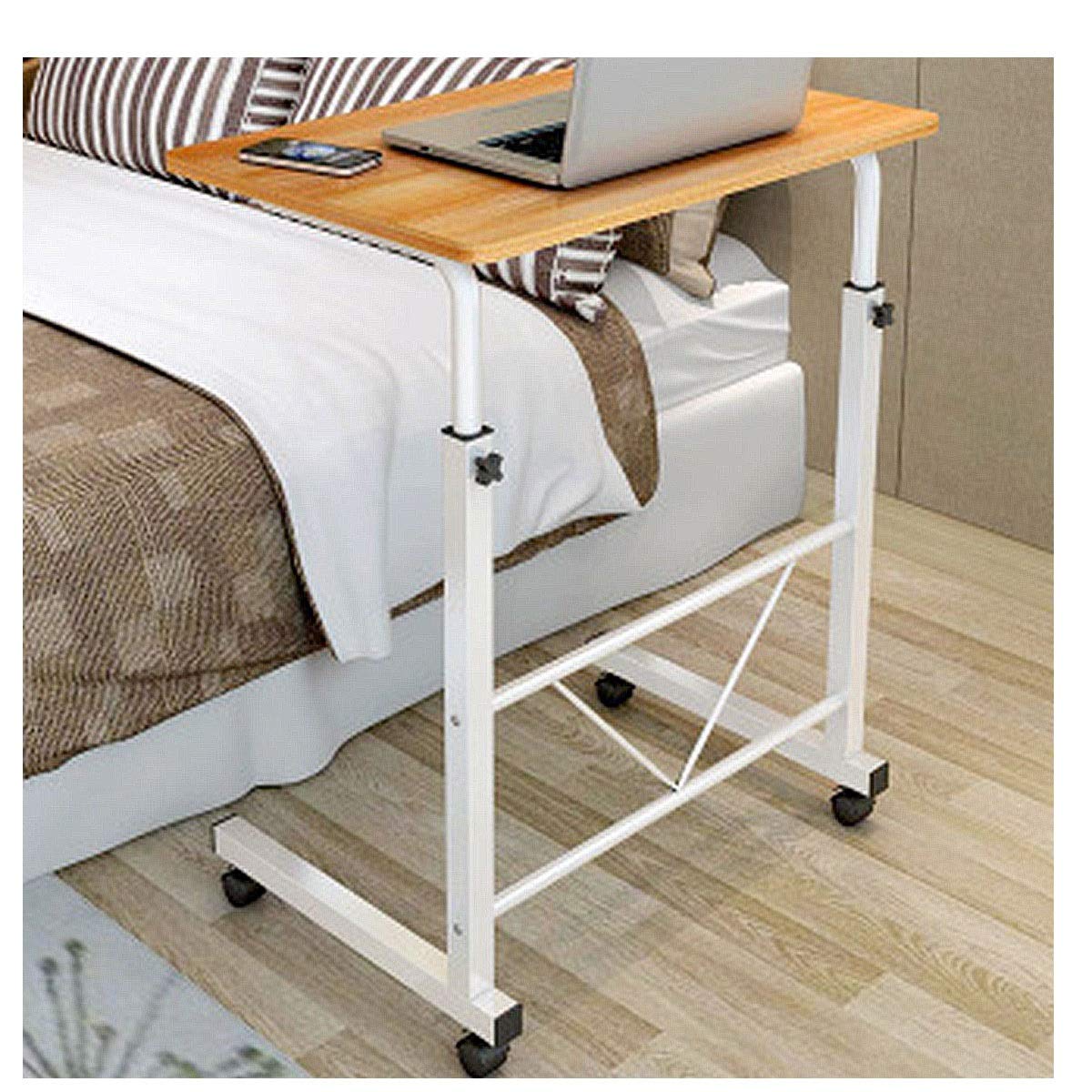 Adjustable Height Overbed Table - Portable Laptop Desk with Wheels, Multi-Purpose Study Writing Table for Kids & Adults (Yellow Pear) - Perfect for Bedroom, Dorm Room, Home Office & Hospital Use