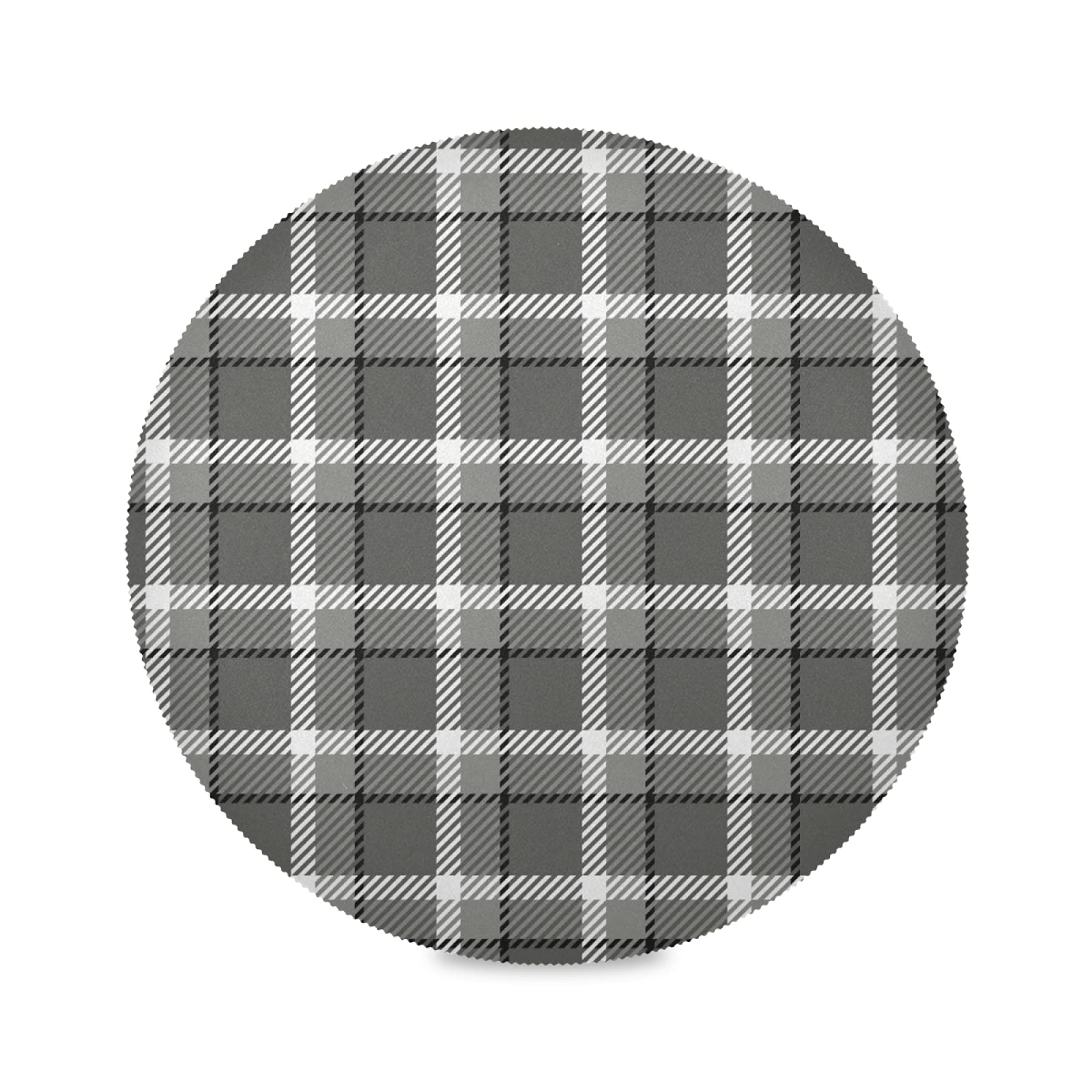 Stylish Grey White Buffalo Grid Plaid Round Placemats Set of 4 - Washable & Durable Dining Table Mats for Kitchen, Restaurant, and Party Decor