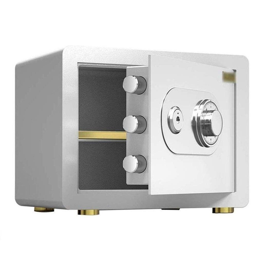 ZBM Mechanical Safe Box - Small Home Security Safe for Wardrobe, Office & Documents | Anti-Theft, Fireproof, Waterproof & Drillproof | Old-Fashioned Manual Password Key Safe (White) | Perfect for Home, Office & Travel Security Storage