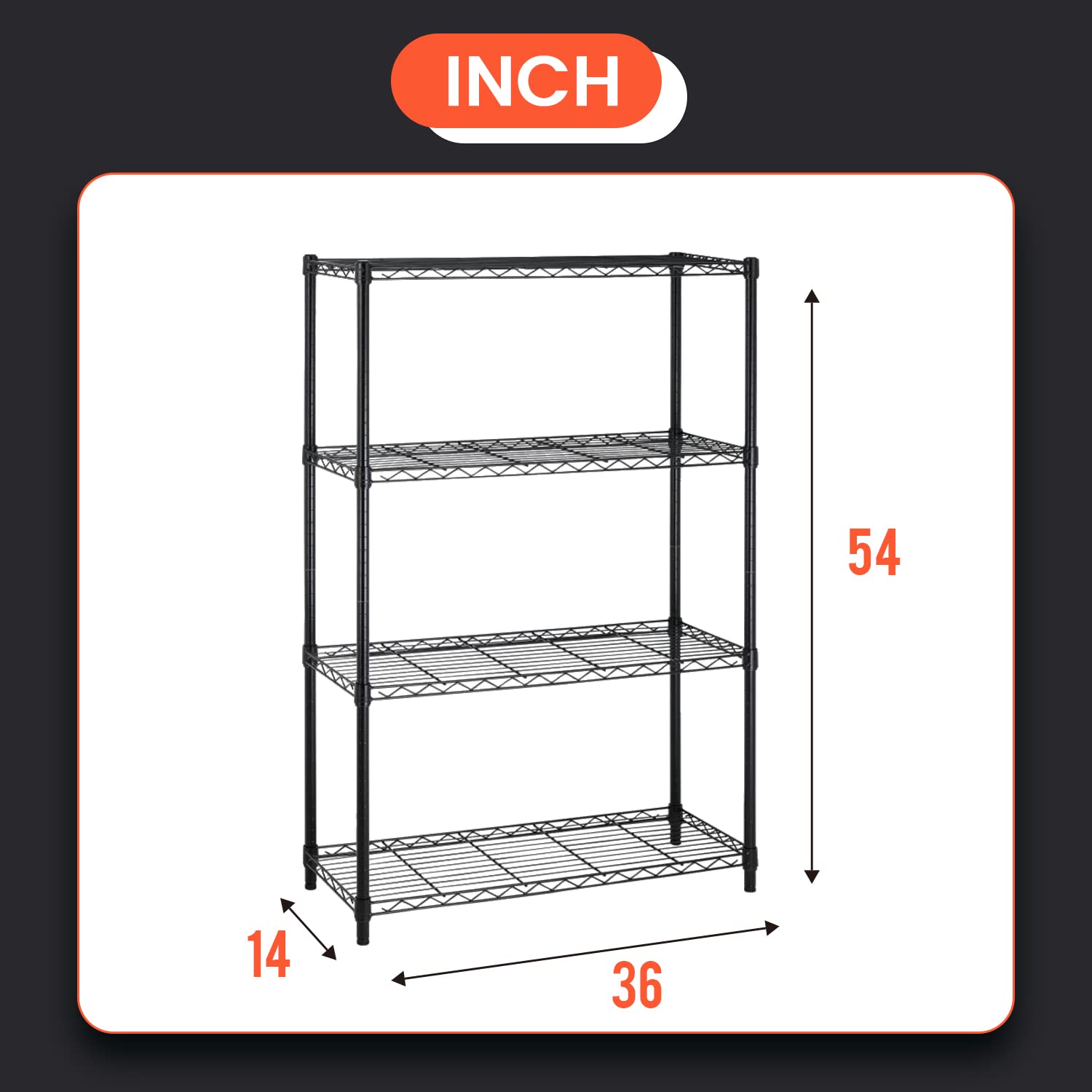 Adjustable NSF-Certified Metal Wire Shelving Unit - Heavy Duty Storage Rack for Small Spaces, Restaurants, Kitchens, Pantry & Garage (Black, 14
