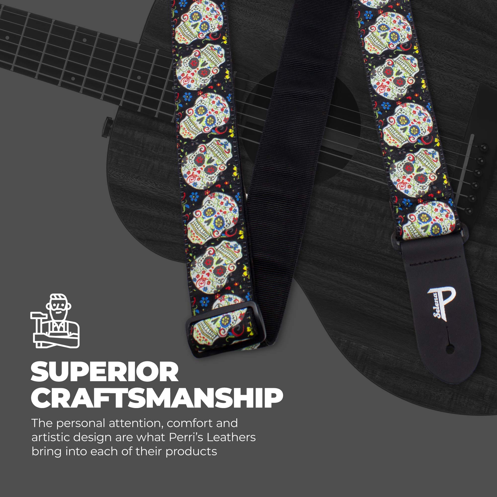 Perri’s Leathers Ltd. Adjustable Jacquard Guitar Strap for Acoustic Bass Electric Guitars - Handmade in Canada - Perfect for Live Performances, Studio Sessions & Music Practice