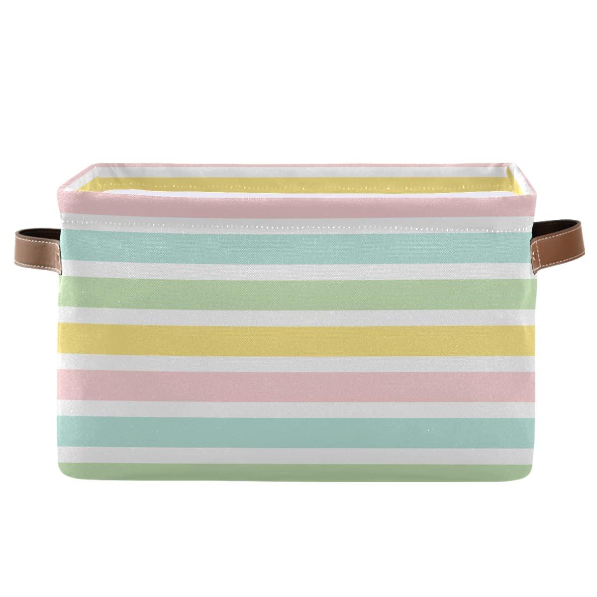 Easter Stripes Collapsible Storage Basket - Waterproof Rectangle Bin for Nursery Toys, Books & Closet Organization | Foldable Home Decor for Bedroom, Shelves & Holiday Decorations