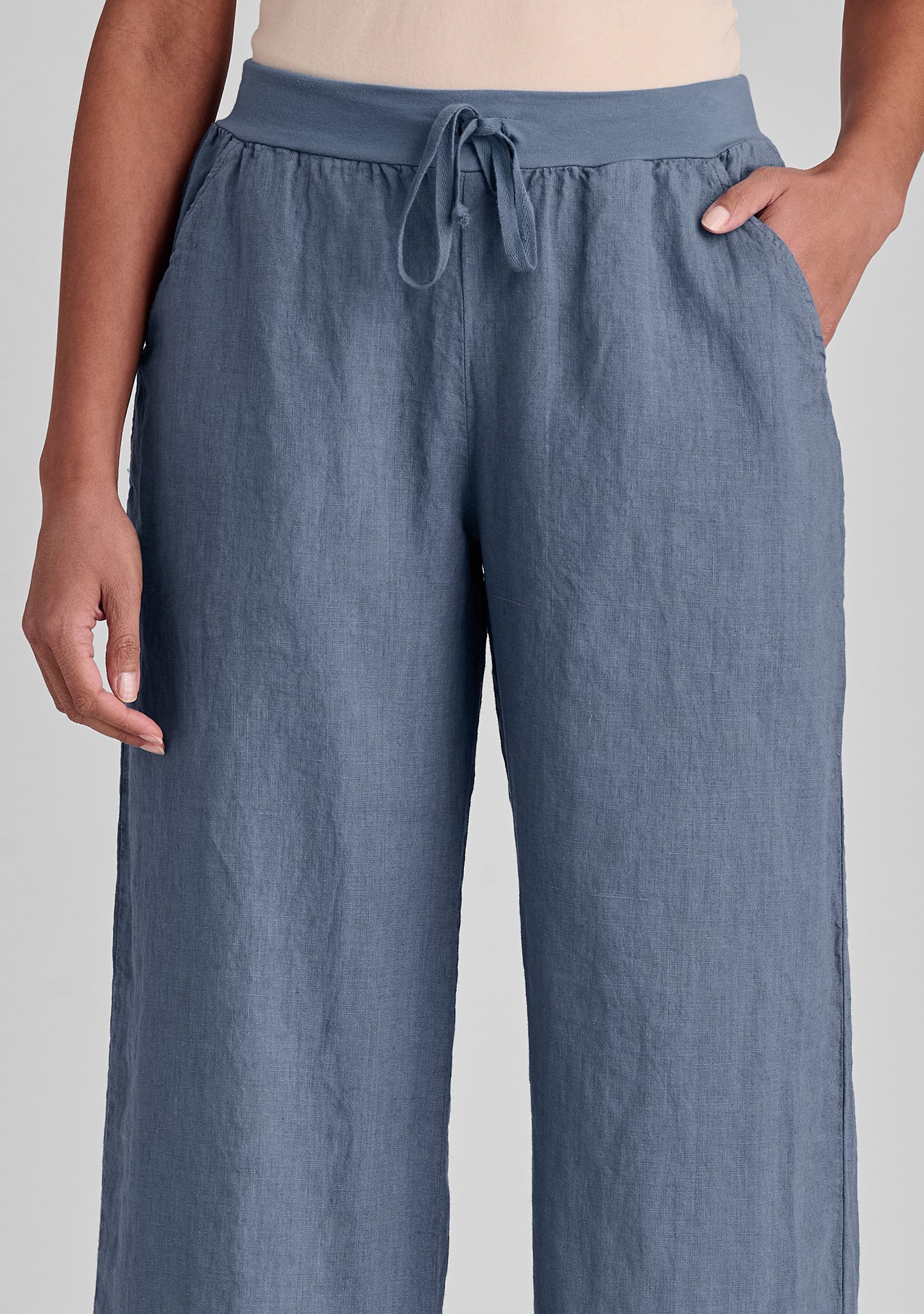 Linen Drawstring Pants for Women - Comfortable Flat Iron Pants with Elastic Waist - Casual Summer Lounge Pants for Yoga, Travel & Home Wear