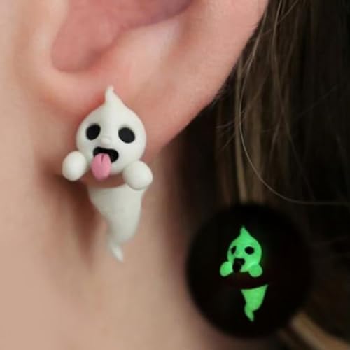D1:white ghost halloween earrings
