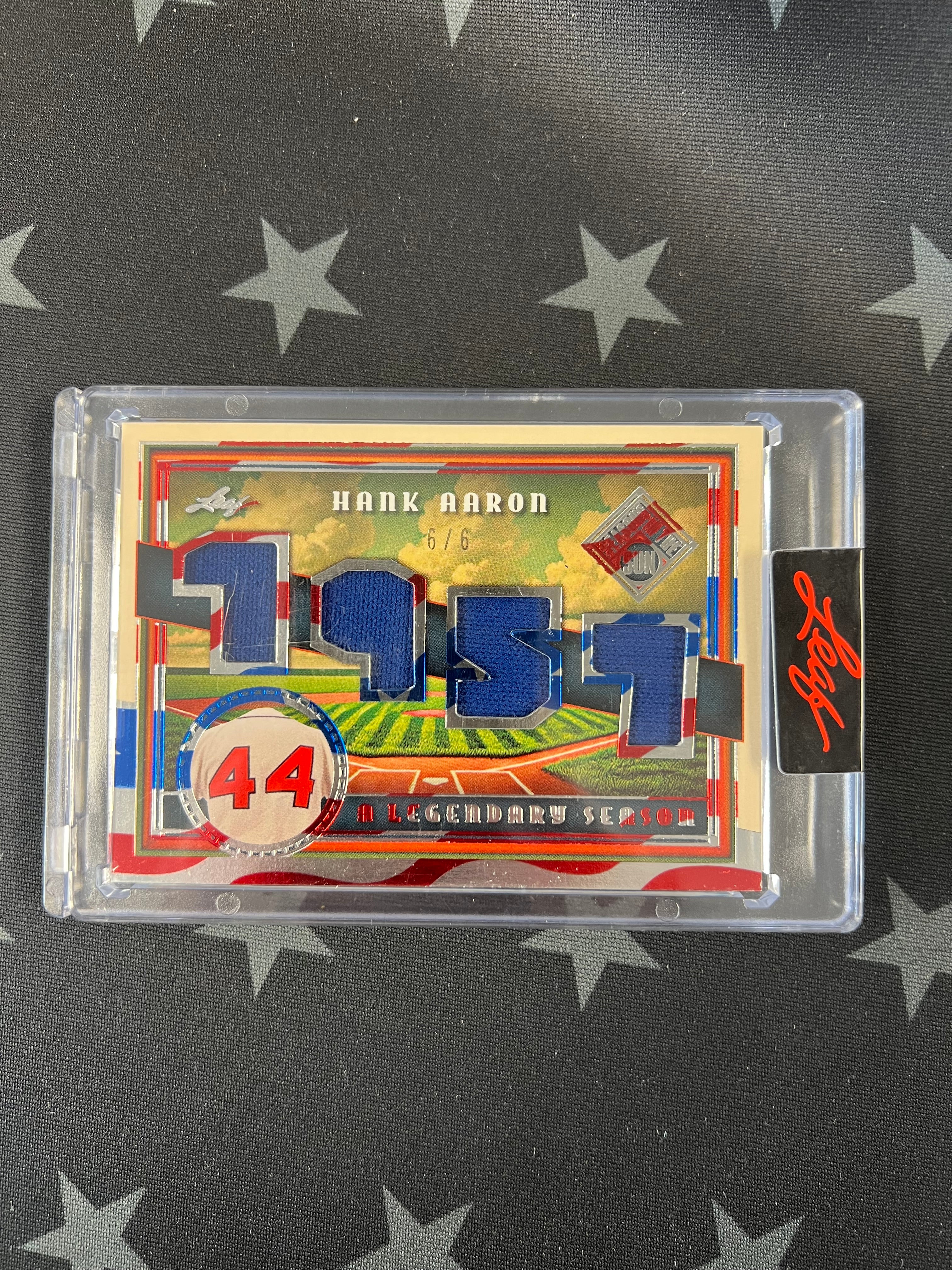 2025 Leaf Seasons in the Sun Hank Aaron #ALS 9 USA Flag Foil #6/6 - Rare Baseball Trading Card for Collectors & Fans, Perfect for Display & Investment