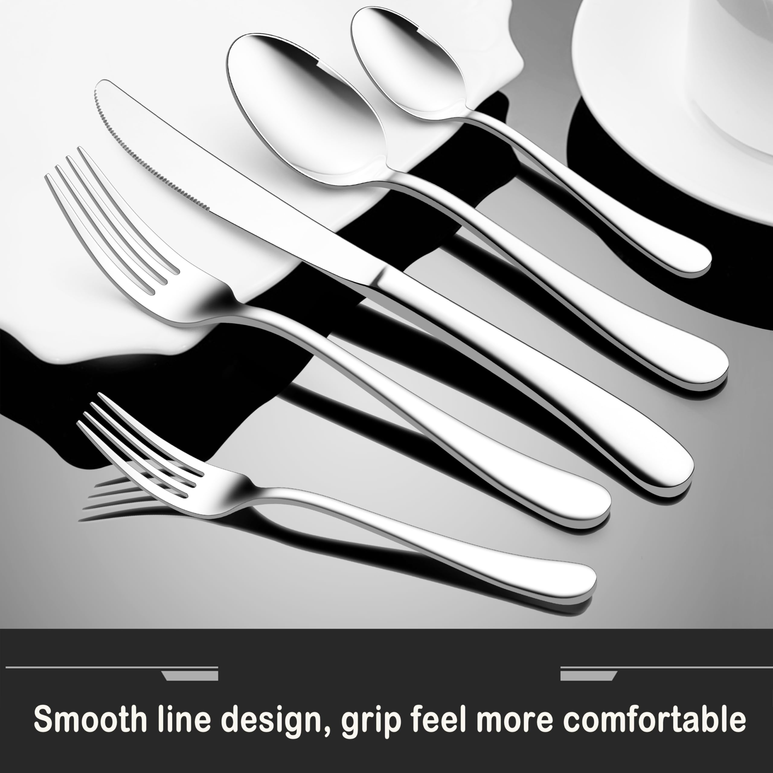 Premium 40-Piece Stainless Steel Silverware Set - Heavy Duty Knives, Forks & Spoons for 8 Place Settings - Mirror Polished Dishwasher Safe Flatware for Home, Restaurant & Catering - Elegant Dining & Entertaining Essentials