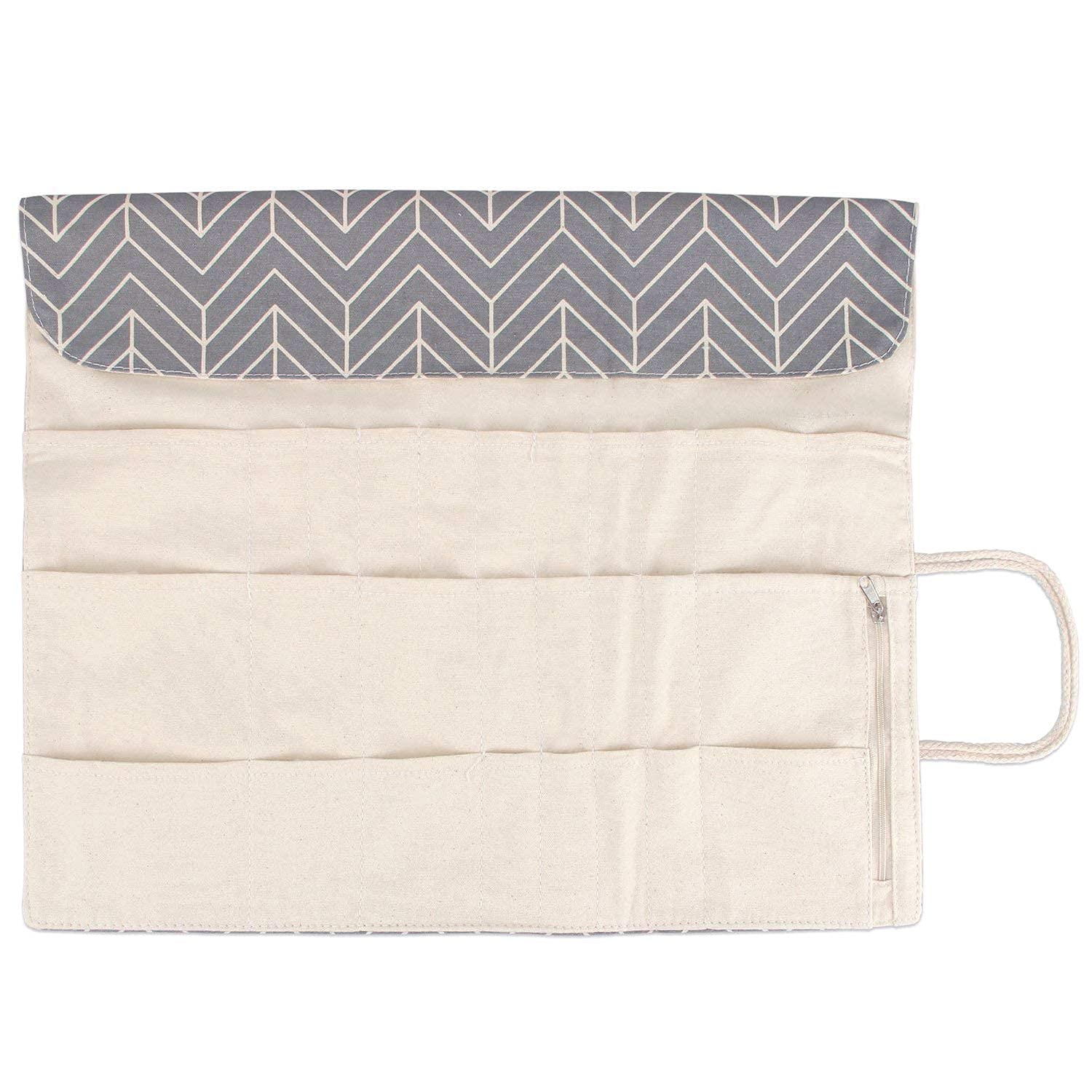 Teamoy Knitting Needles Holder Case (14 Inches) - Rolling Organizer for Straight & Circular Knitting Needles, Crochet Hooks & Accessories - Gray Storage Pouch for Knitting Projects at Home or Travel - No Accessories Included