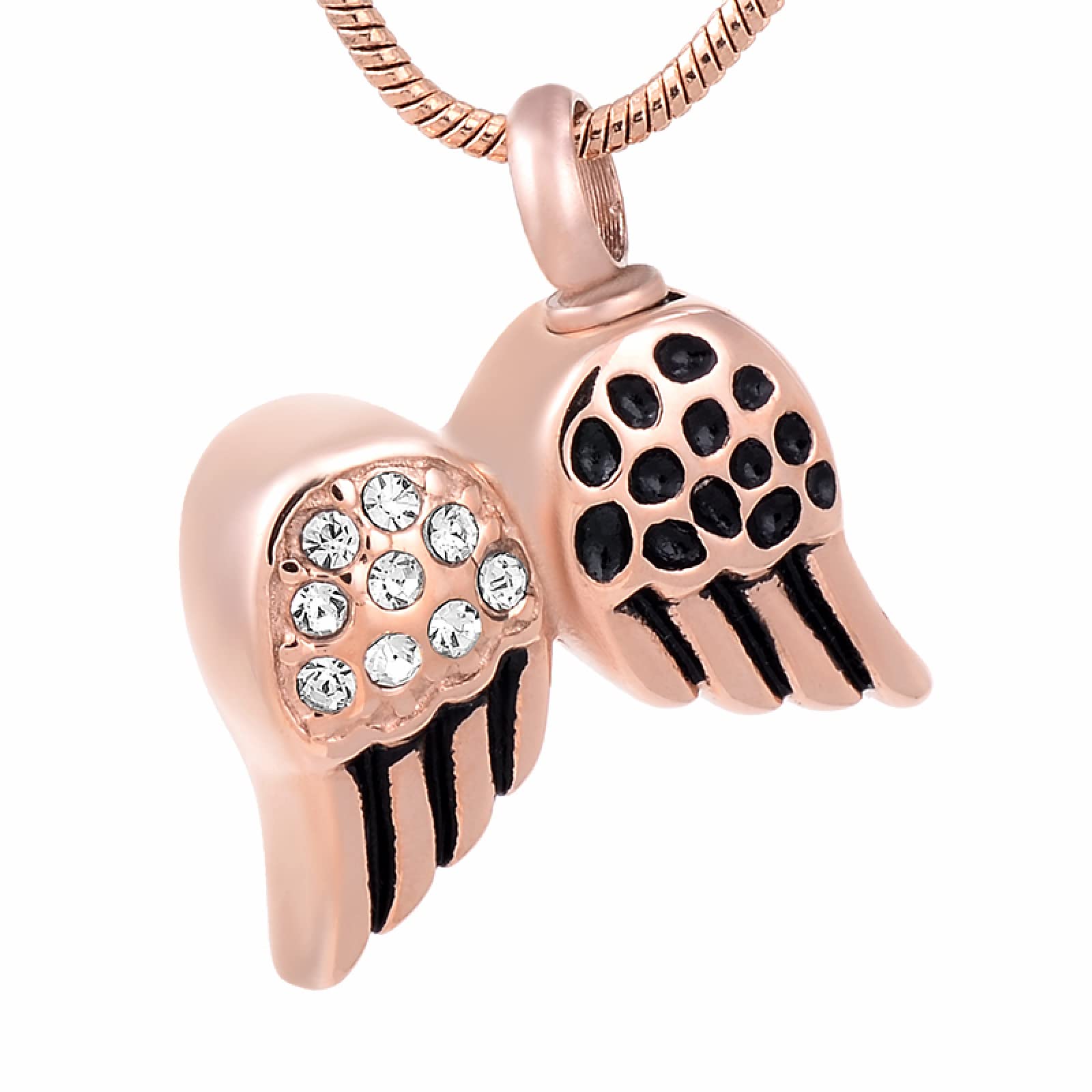 Stainless Steel Double Angel Wing Memorial Urn Necklace for Ashes - Free Engraving Cremation Jewelry Pendant with Funnel - Perfect for Keeping Loved Ones Close in Everyday Life