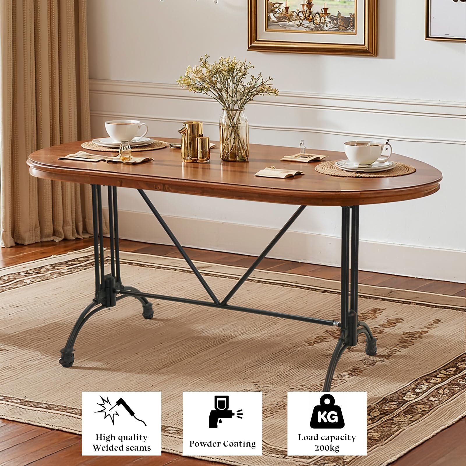 Sturdy Cast Aluminum Table Base with Cross Beam - Modern Minimalist Design 36.9