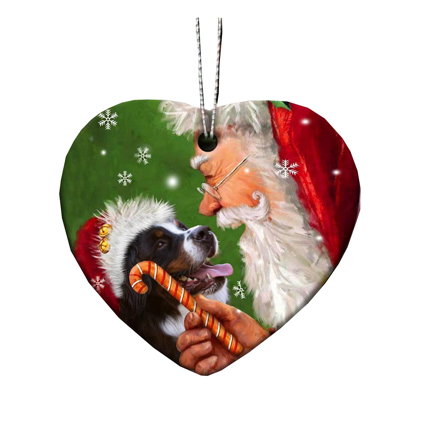 Bernese Mountain Dog Christmas Ornaments - Ceramic Holiday Tree Decor Set of 10 | Handmade Winter Dog Lover Gifts for Xmas Tree, Fireplace Mantel & Home Decor