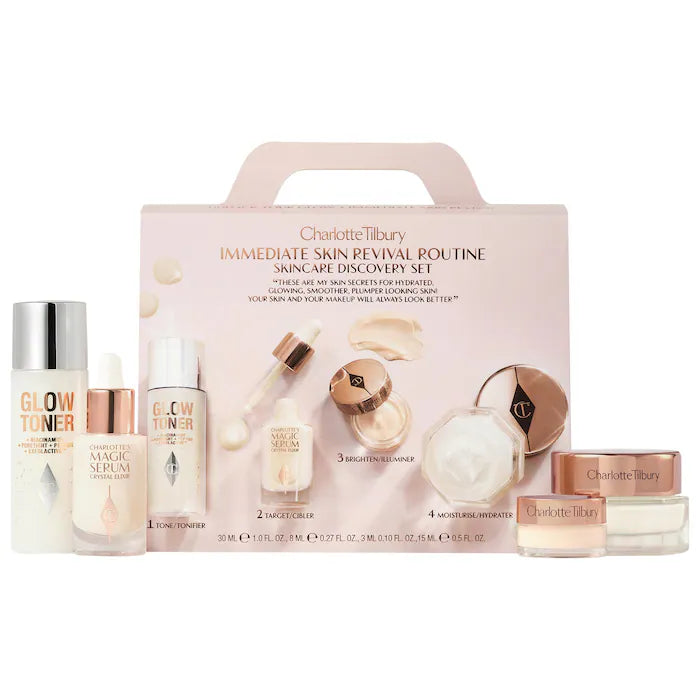 Charlotte Tilbury Immediate Skin Revival Routine - Hydrating Facial Set for Dry & Dull Skin | Day & Night Moisturizing Skincare Regimen